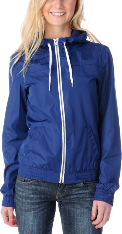 dark blue windbreaker jacket