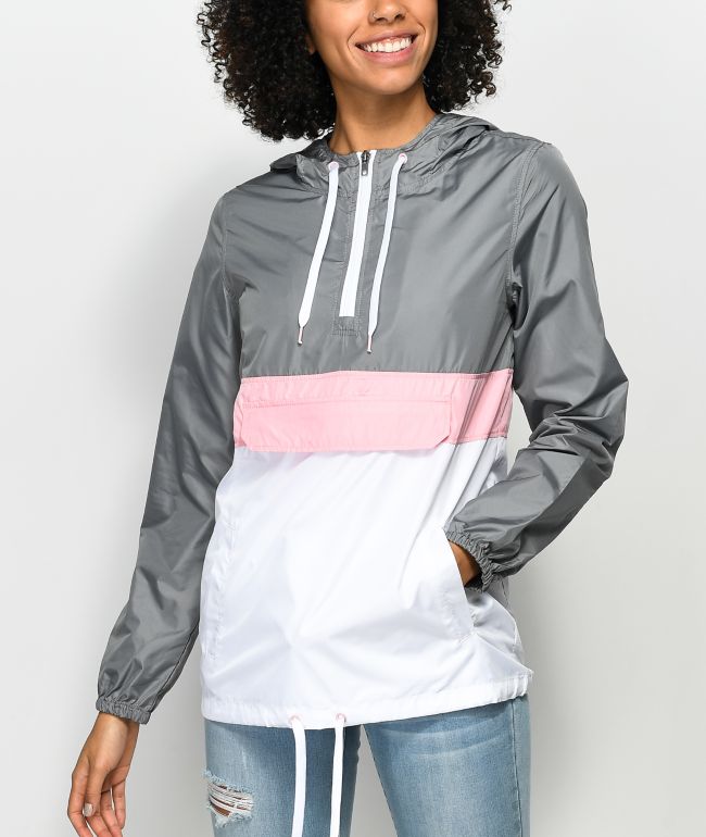 pink pullover windbreaker