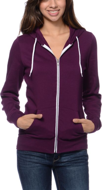 purple zip up hoodie womens