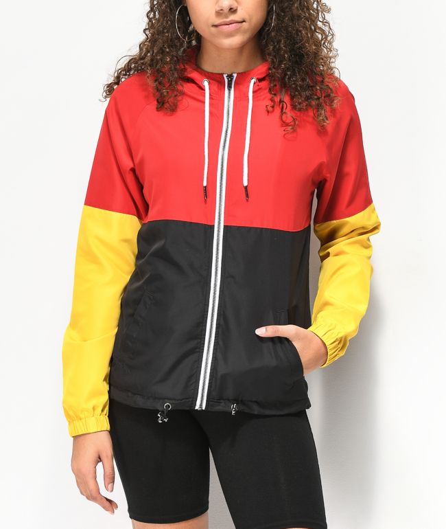 Yellow red and black windbreaker outlet