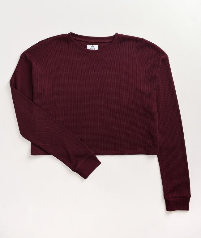 Zine Samson Burgundy Long Sleeve Thermal Crop Top
