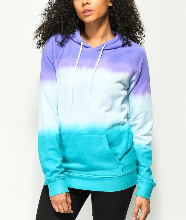 teal and purple hoodie