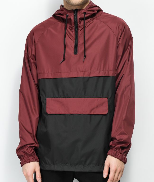 burgundy and black jacket