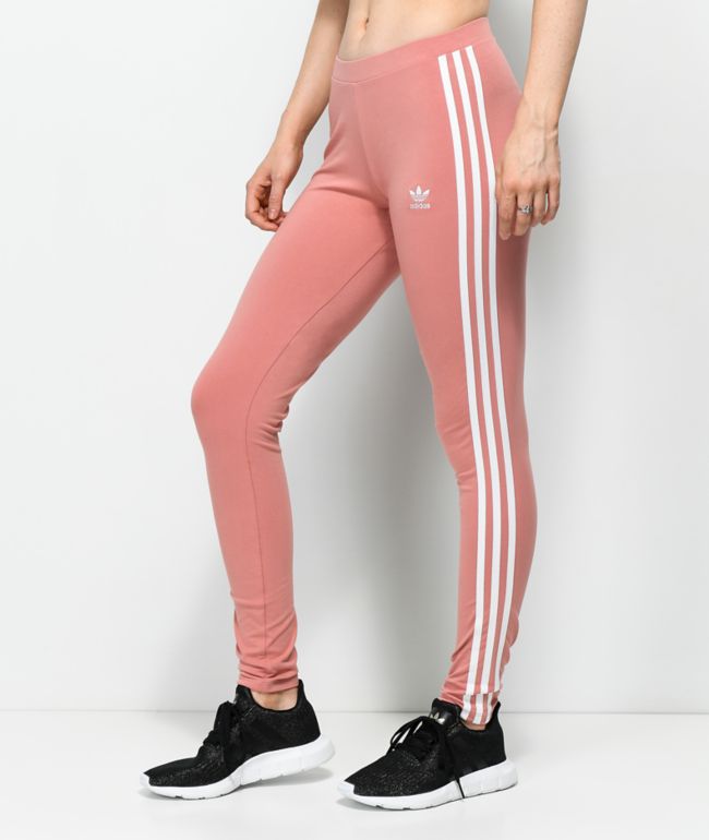 black adidas leggings with pink stripes
