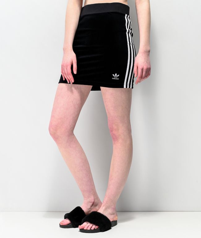 adidas three stripes velour mini skirt
