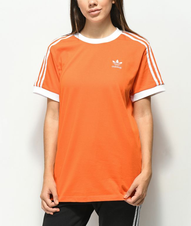 adidas 3 Stripe Bright Orange T-Shirt