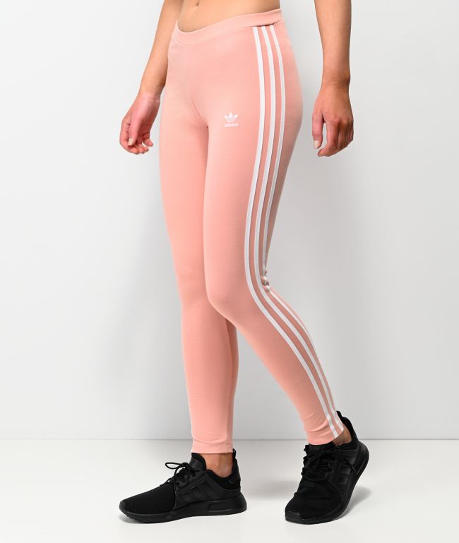 adidas 3 Stripe Dust Pink Leggings | Zumiez