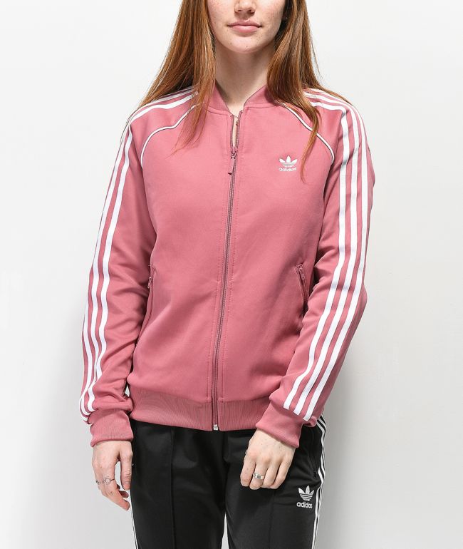 adidas 3 stripe pink track jacket