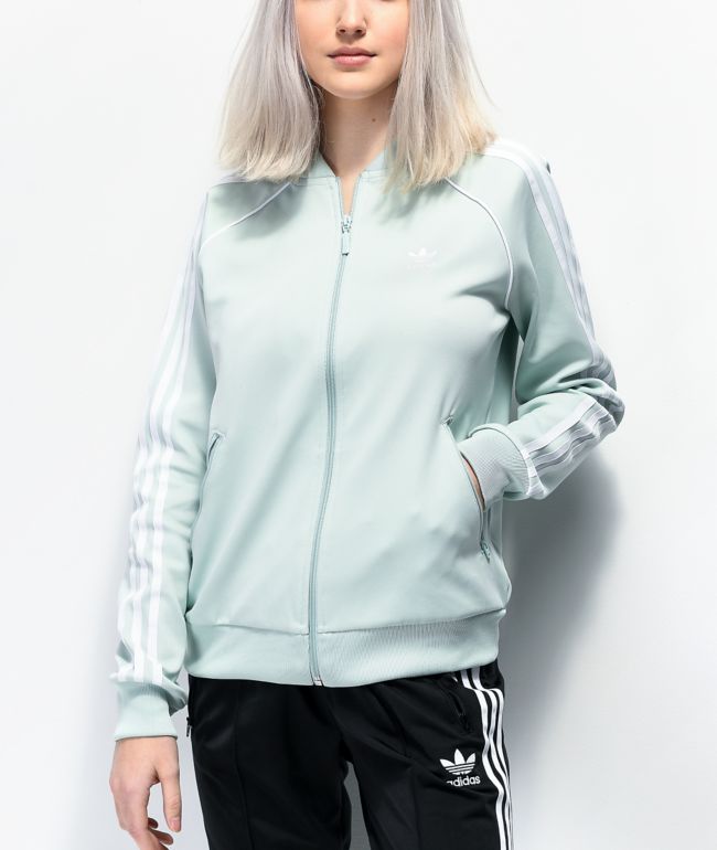 women's green adidas track jacket