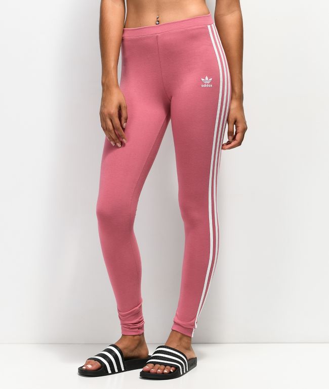 adidas 3 Stripe Pink Leggings | Zumiez