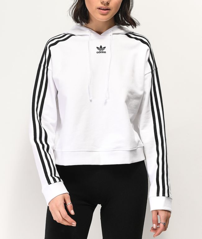 adidas hoodie white stripes