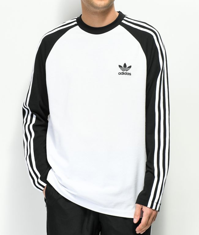 white adidas top with black stripes