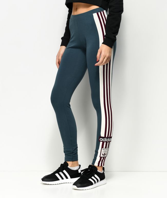 adidas originals 3 stripe leggings burgundy