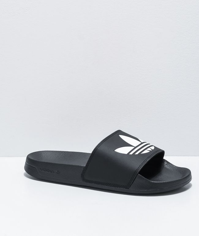 adidas Adilette Lite sandalias negras y blancas | Zumiez