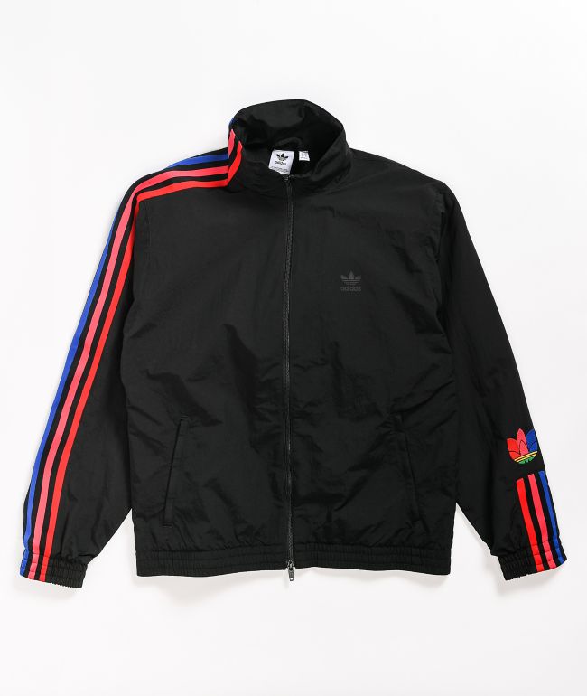 adidas black with red stripes jacket