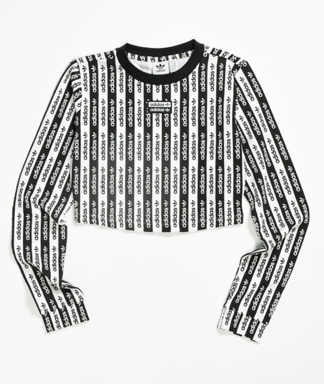 adidas black and white long sleeve top