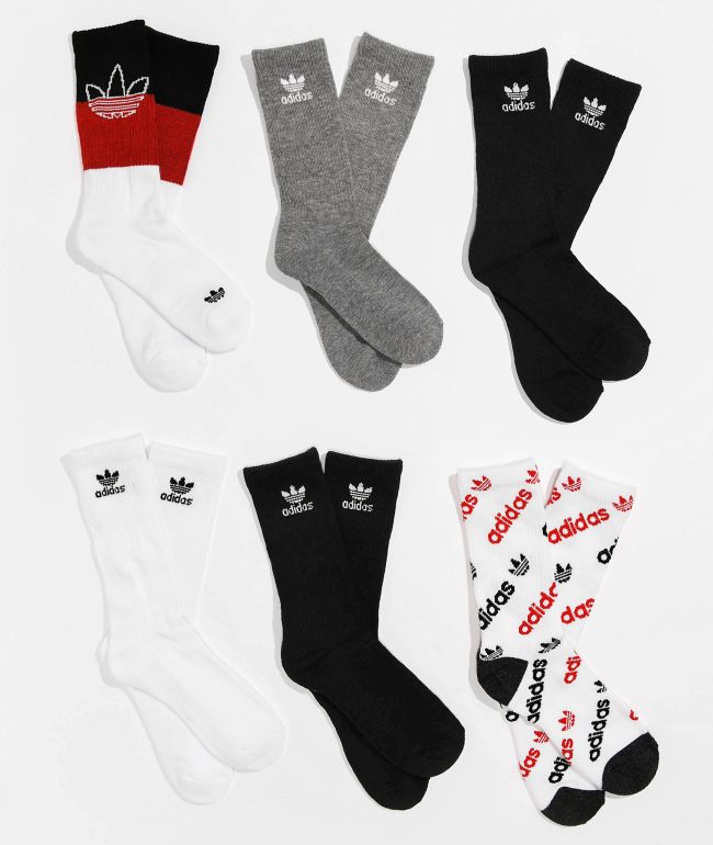 adidas Boys OG paquete 6 pares de calcetines rojos