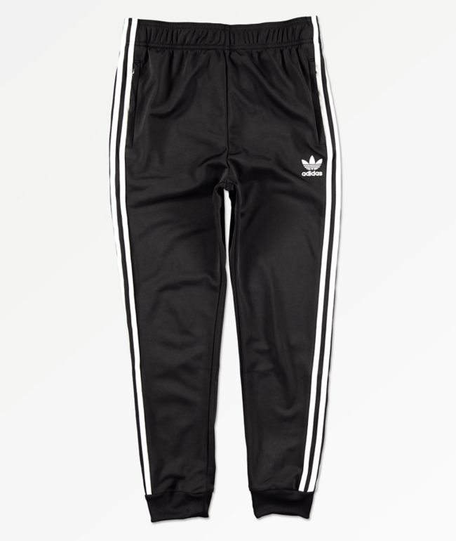 black and white adidas joggers
