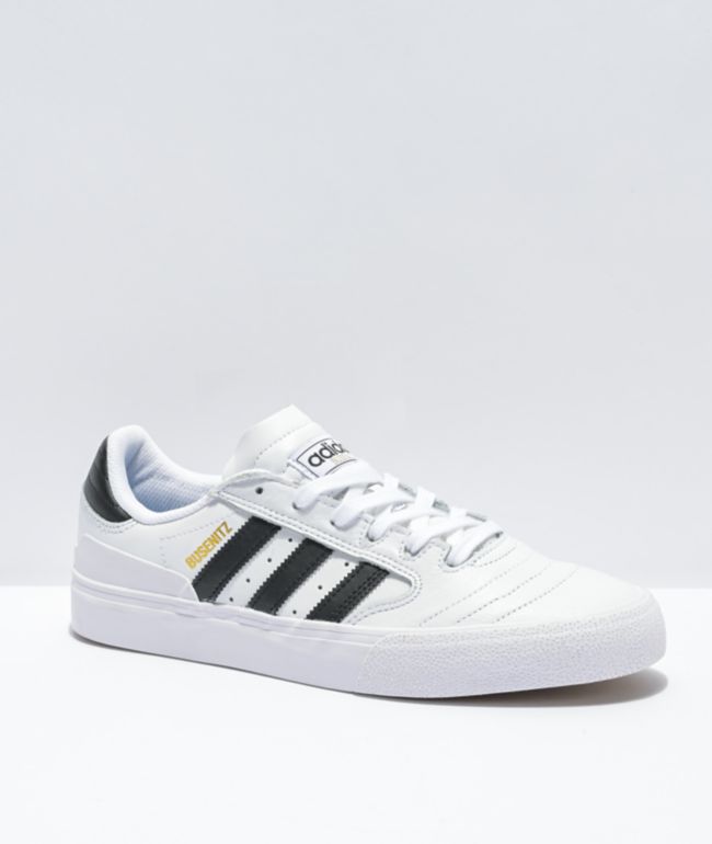 adidas Busenitz Vulc II White, Black, & Gold Skate Shoes