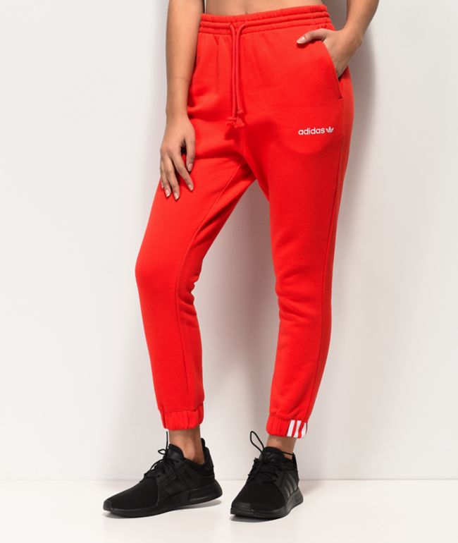 red adidas trousers womens