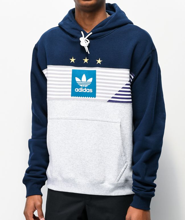 adidas grey and blue hoodie