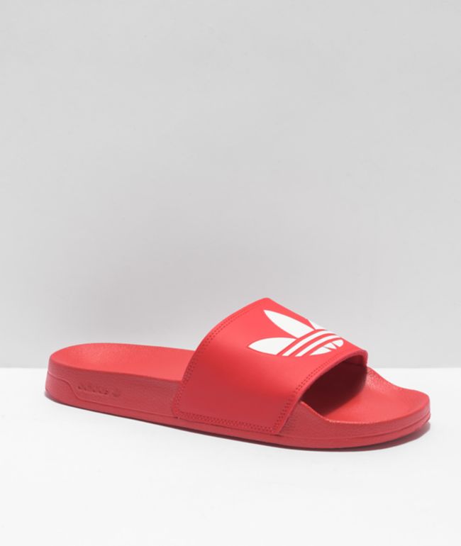 adidas adilette red slides