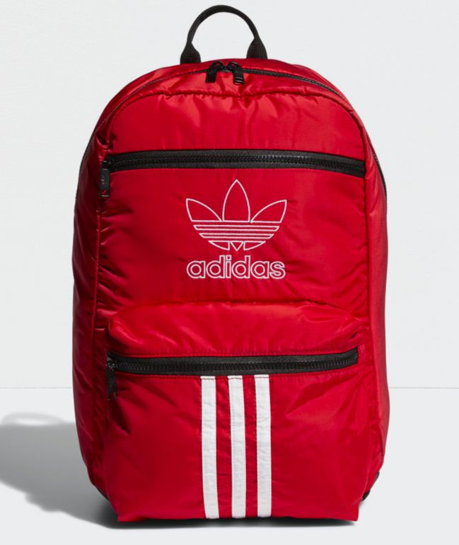 adidas National 3 Stripe Red Backpack 