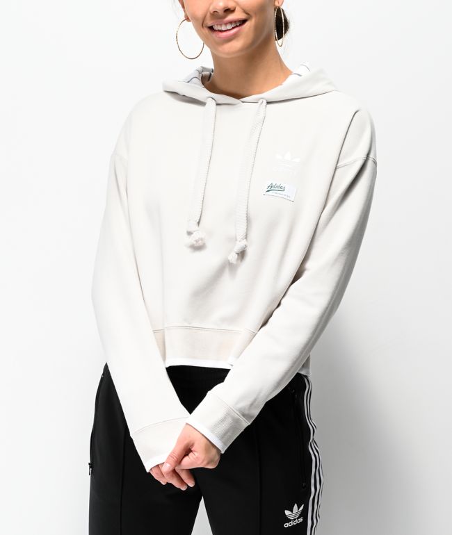 adidas white crop hoodie