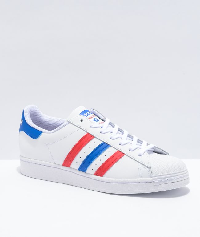 adidas Superstar Americana zapatos blancos, azules y rojos | Zumiez