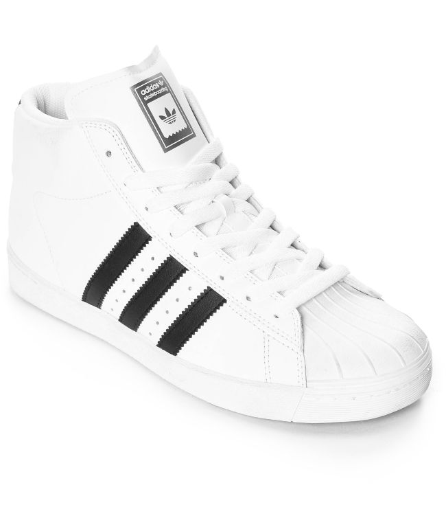 adidas Superstar Vulc Mid White \u0026 Black Shoes | Zumiez