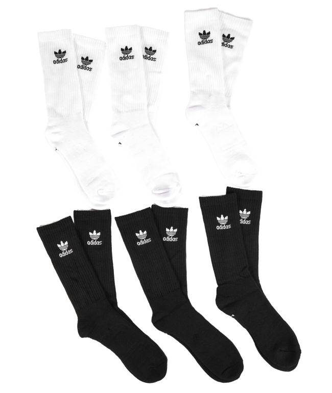 adidas Trefoil Black & White 6 Pack Crew Socks