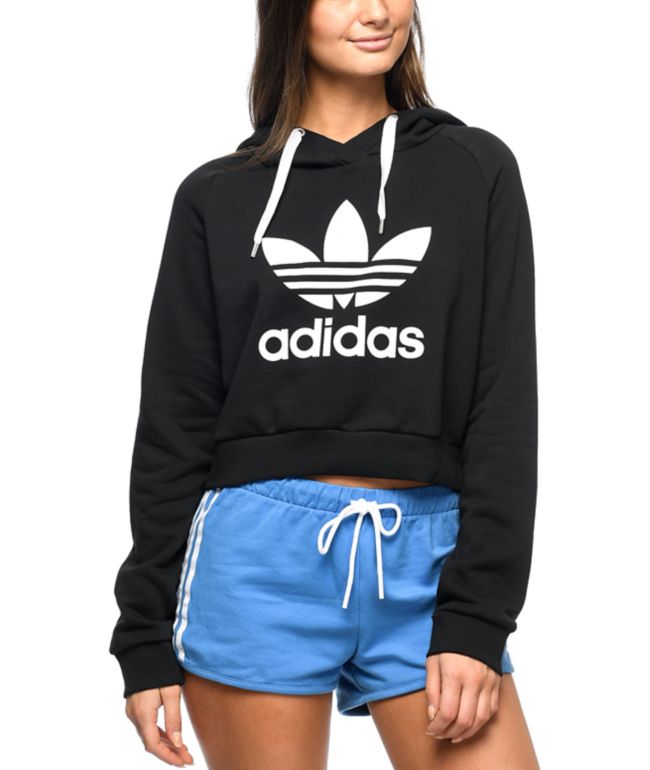 adidas originals trefoil cropped hoodie sweatshirt