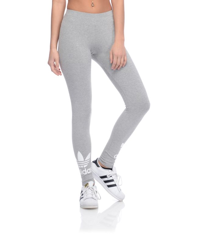 adidas grey trefoil leggings