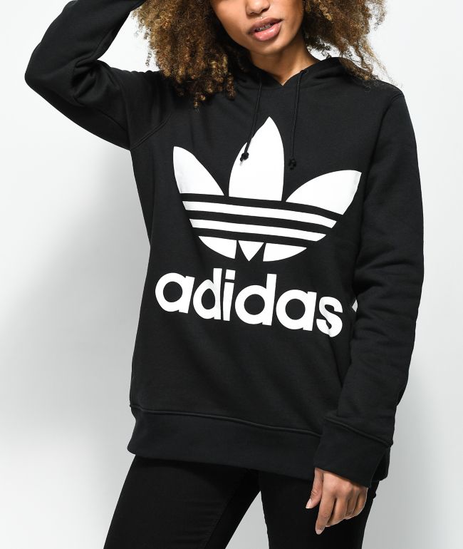 adidas Trefoil Logo Black Hoodie | Zumiez