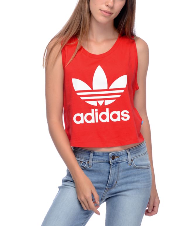red and white adidas crop top