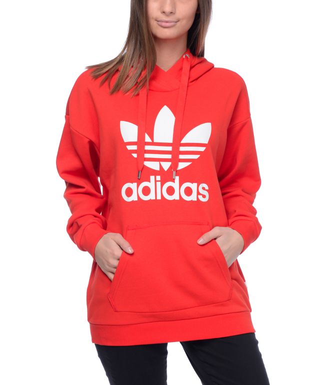 red adidas hoodie trefoil