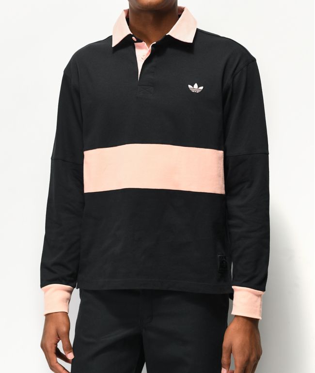 pink and black adidas shirt