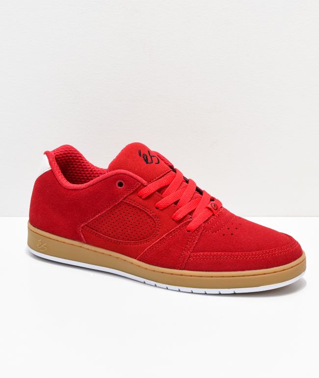 eS Accel Slim Red \u0026 Gum Skate Shoes 