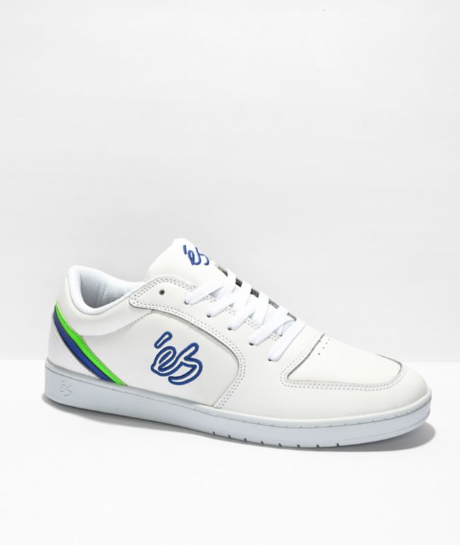 eS EOS White, Blue & Green Skate Shoes