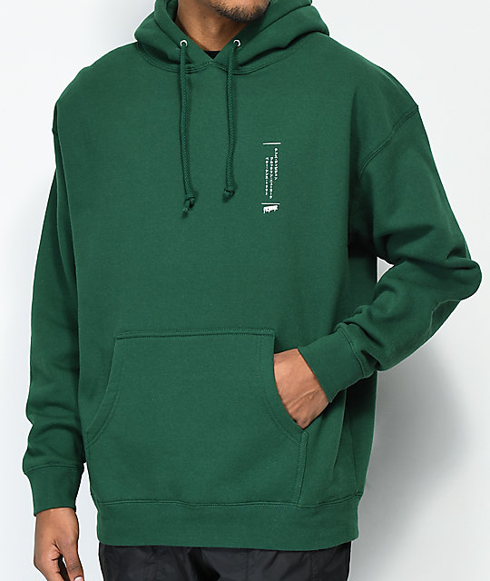 green hoodie black jeans