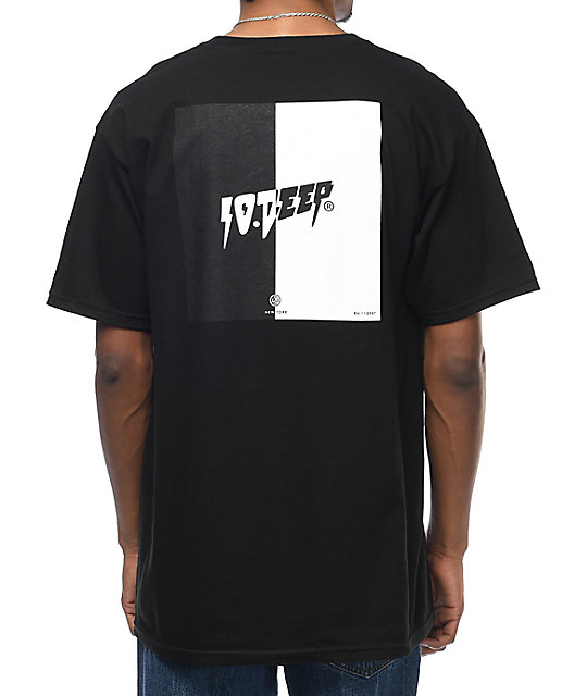 10 Deep Split Black & White T-Shirt | Zumiez