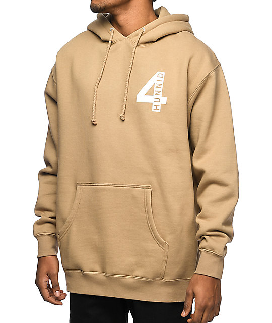 4 Hunnid 4 Logo Khaki Hoodie | Zumiez