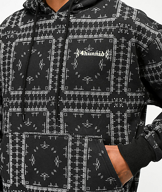 black bandana print hoodie