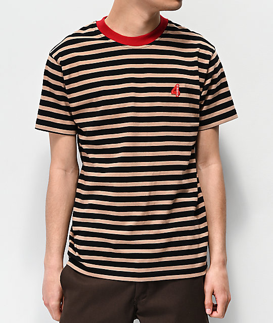 4Hunnid Khaki & Black Striped T-Shirt | Zumiez