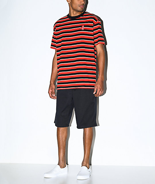 View Black And White Striped T Shirt Red Gif