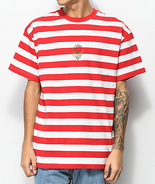 4Hunnid Rose Red  White  Stripe  T Shirt  Zumiez