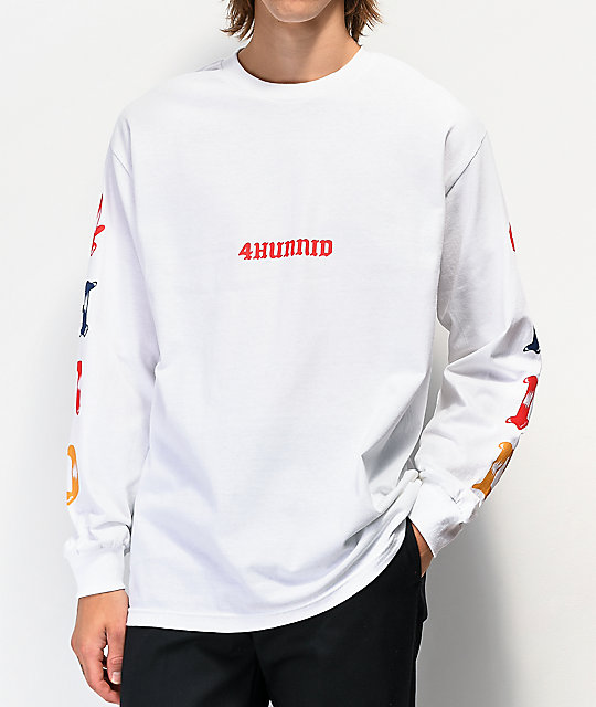 long sleeve white sweatshirt