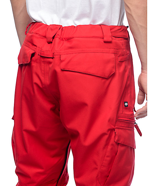 red cargo joggers