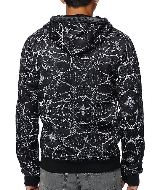 686 x Crooks & Castles Marble Black Tech Fleece Jacket | Zumiez