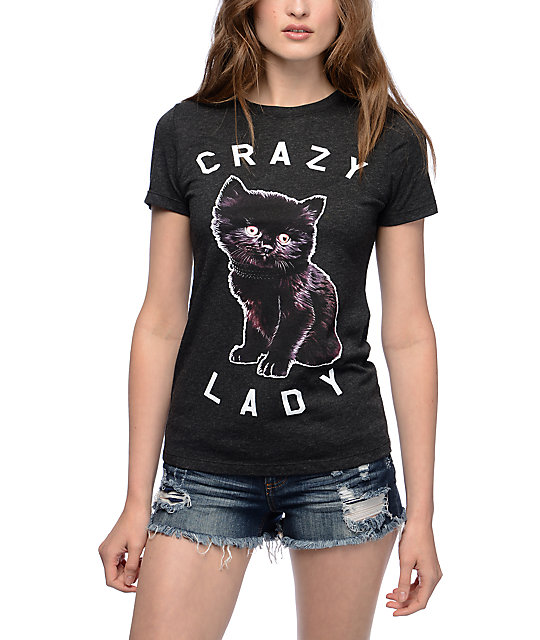 A-Lab Crazy Cat Lady Black T-Shirt | Zumiez